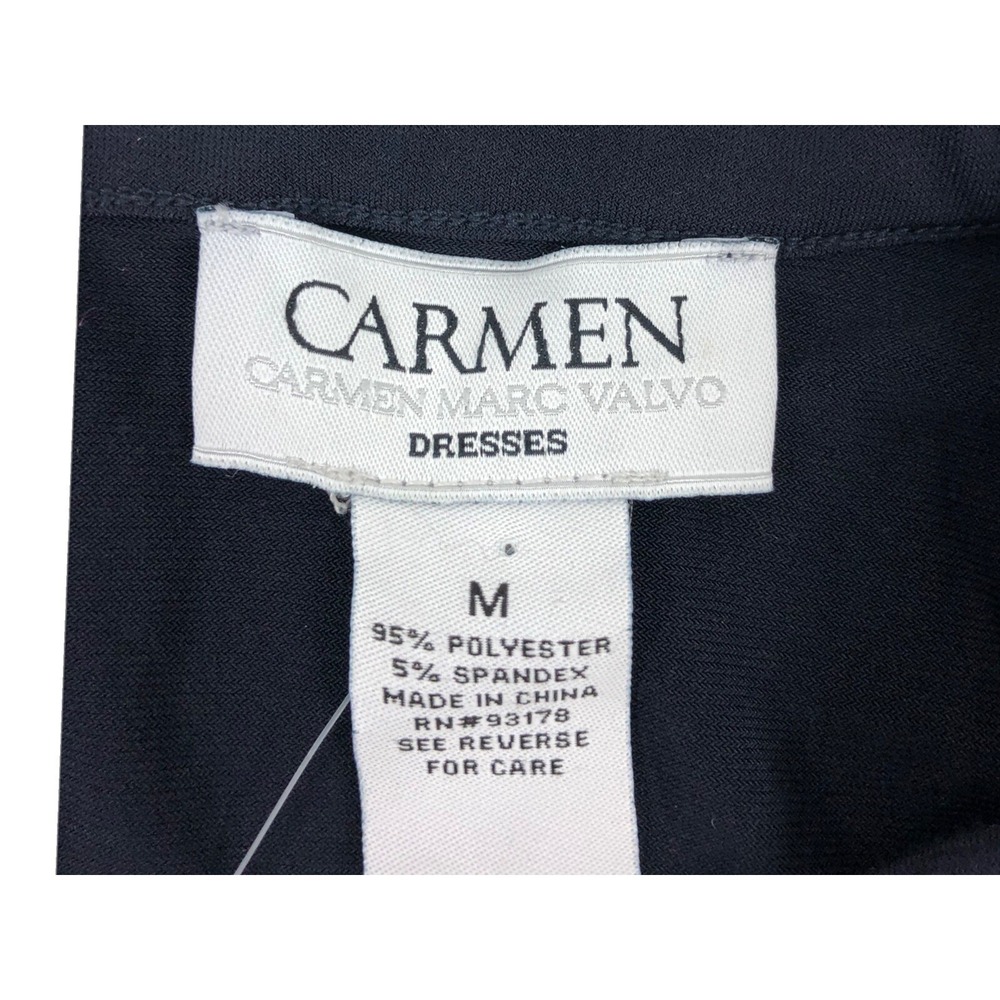 Carmen Marc Valvo Womens Medium Blue Studded Short Sleeve Sheath Stretch NWT - Picture 7 of 11